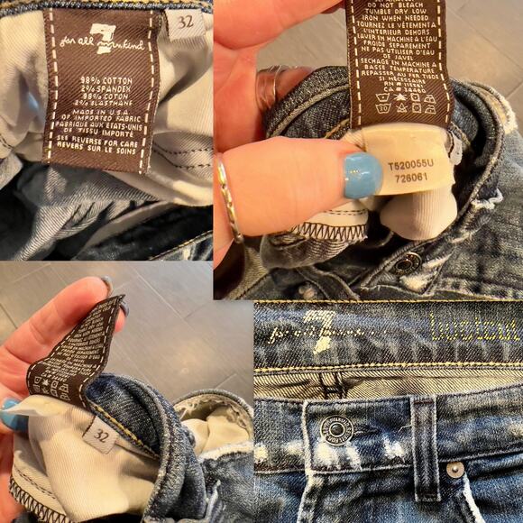 Mens 7 For All Man Kind, Vintage ,Y2K, boot cut, med wash natural distressing 32 - Picture 5 of 5